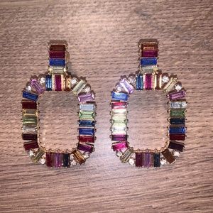 Multi-color rhinestone earrings